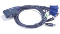 ATEN 2-port mini KVM USB, audio, 1,8m integrované kabely