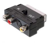 PremiumCord Adapter SCART-3x cinch + S-video s přepínačem IN/OUT