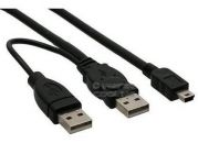 Zvětšit fotografii - PremiumCord USB 2.0 napájecí Y kabel A/M + A/M -- A/M mini 0.4m + 0.5m