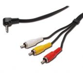 PremiumCord Video + Audio kabel, stereo 3.5mm 4 pinový - 3x CINCH RCA stíněný, M/M, 1,5m