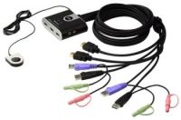 Zvětšit fotografii - ATEN 2-port HDMI KVM USB2.0 mini, audio, 1.2m kabely, DO