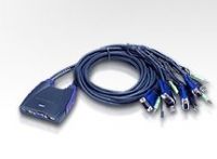Zvětšit fotografii - ATEN 4-port KVM USB mini, audio, 0,9m integrované kabely
