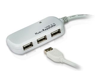 ATEN USB 2.0 aktivní prodlužka 12m s 4 portovým hubem
