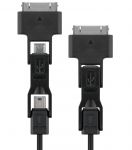 PremiumCord USB 2.0 propojovací kabel 3v1 s konektorem USB mini/micro/Apple 1m