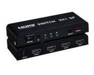 PremiumCord HDMI switch 3:1 kovový s dálkovým ovladačem a napájecím adaptérem
