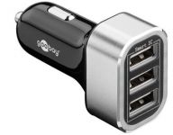 goobay Napájecí 12-24V autoadaptér na 3x USB, 5.5A černý, ID Chip pro rychlé nabíjení