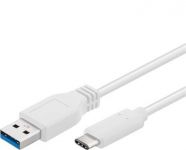 PremiumCord Kabel USB 3.2 konektor C/male - USB 3.0  A/male, bílý, 1m