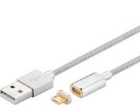 Zvětšit fotografii - PremiumCord Magnetický micro USB 2.0, A-B nabíjecí a datový kabel 1m, stříbrný