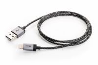 CABSTONE Lightning iPhone nabíjecí a synchronizační kabel, opletený, černo-stříbrný, 8pin - USB A M/M, 0.3m