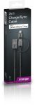 CABSTONE Lightning iPhone nabíjecí a synchronizační kabel 2v1, opletený, černo-stříbrný, 8pin + micro - USB A M/M, 1m