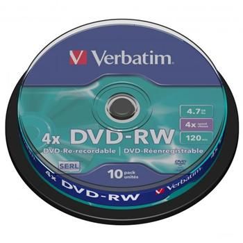 DVD-RW 4x Verbatim AZO 4.7GB 10ks cakebox 43552
