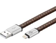 Zvětšit fotografii - goobay Lightning iPhone nabíjecí a synchronizační kabel v pravé kůži, 8pin - USB A M/M, 0.2m