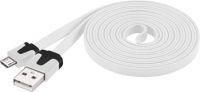 PremiumCord Kabel micro USB 2.0, A-B 2m, plochý PVC kabel, bílý