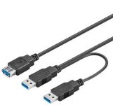 Zvětšit fotografii - PremiumCord USB 3.0 napájecí Y kabel A/Male + A/Male --  A/Female