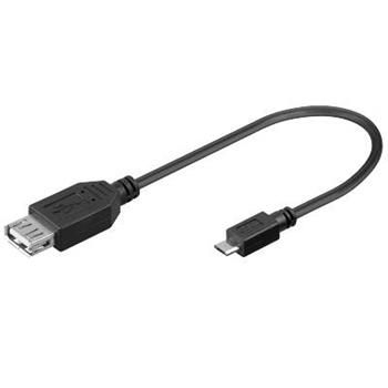 PremiumCord USB redukce kabel USB A/female-Micro USB/male 20cm OTG, blistr