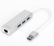 Zvětšit fotografii - DIGITUS USB 3.0, 3-port HUB, Adaptér na Gigabit Ethernet ,1x RJ45, 10/100/1000Mbps