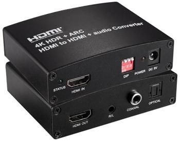 PremiumCord HDMI2.0 Repeater+Audio extractor 4Kx2K@60Hz s oddělením audia, stereo jack, Toslink, RCA