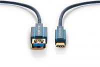 ClickTronic HQ OFC Kabel USB-C/male - USB 3.0 A/female, modrý, 1m