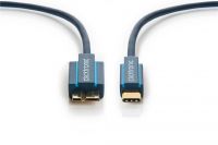 ClickTronic HQ OFC Kabel USB-C/male - USB 3.0 Micro-B/male, modrý, 1m