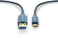 ClickTronic HQ OFC Kabel USB-C/male - USB 3.0 A/male, modrý, 1m