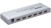 PremiumCord 4Kx2K@60Hz HDMI switch 5:1 kovový s dálkovým ovladačem a napájecím adaptérem