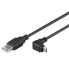 PremiumCord Kabel micro USB 2.0, A-B, konektor do úhlu 90°, 3m