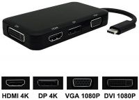 PremiumCord Převodník USB-C na HDMI + DVI + VGA + DisplayPort