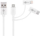 Zvětšit fotografii - goobay 3 in 1 USB kombinovaný kabel s Micro USB, USB-C a Apple Lightning 1m
