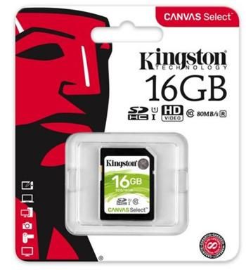 Kingston 16GB Canvas Select SDHC UHS-I U1 karta Class 10 (až 80MB/s)