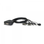 Zvětšit fotografii - ATEN 2-port DVI KVM USB mini, integrované kabely, tlačítko pro přepínání