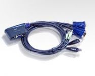 Zvětšit fotografii - ATEN 2-port mini KVM USB, audio, 0,9m integrované kabely