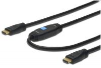 DIGITUS HDMI 3D propojovací kabel s integrovaným zesilovačem,15m, AWG28, 2x stínění, M/M, UL, zlacené konektory, černý