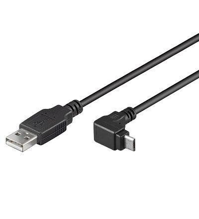 PremiumCord Kabel micro USB 2.0, A-B, konektor do úhlu 90°, 1,8m