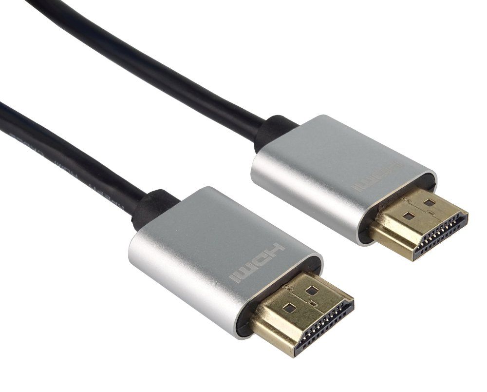 PremiumCord Slim HDMI 2.0 High Speed + Ethernet kabel, zlacené konektory, 2m