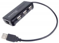 Zvětšit fotografii - MicroConnect USB2.0 HUB 3-portový + Ethernet 10/100Mbps,  bez ext. napájení, černý
