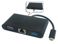 Zvětšit fotografii - PremiumCord Převodník USB-C na VGA + Audio + USB3.0 + RJ45 + PD charge
