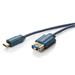 ClickTronic HQ OFC Kabel USB-C/male - USB 3.0 A/female, modrý, 1m