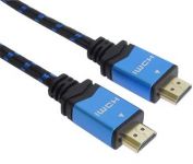 Zvětšit fotografii - PremiumCord Ultra HDTV 4K@60Hz kabel HDMI 2.0b kovové+zlacené konektory 1,5m  bavlněné opláštění kabelu
