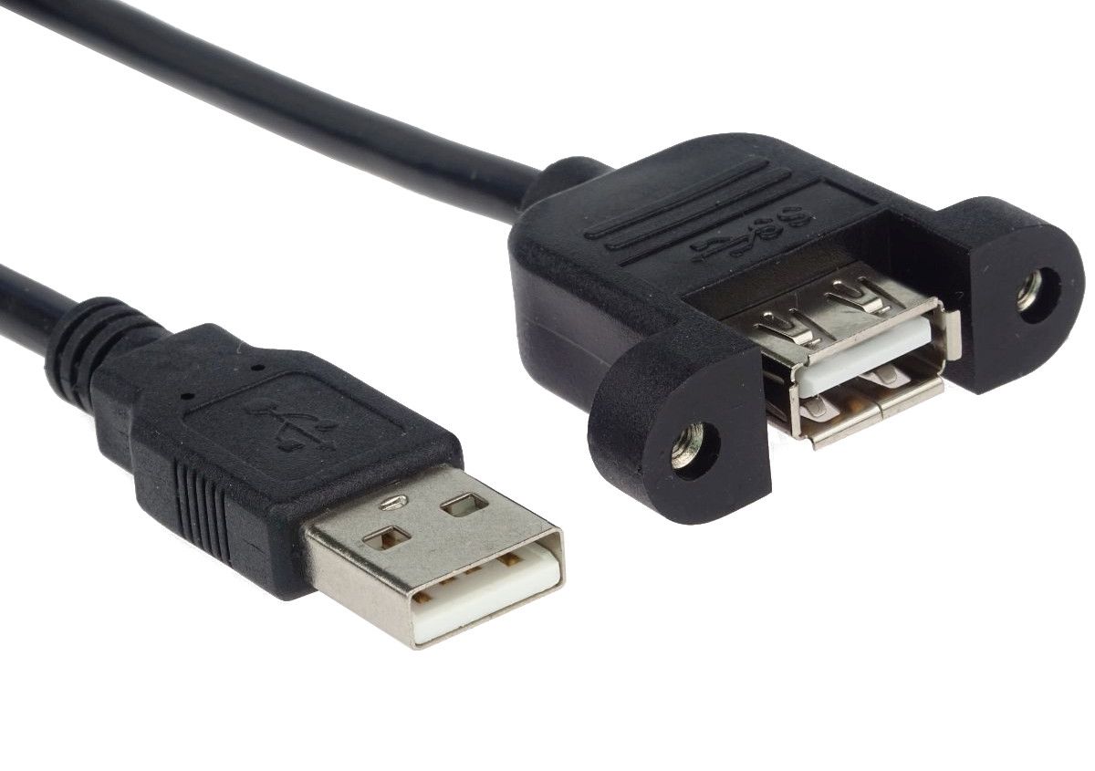 PremiumCord USB 2.0 prodlužovací kabel 2m MF s konektorem na přišroubování