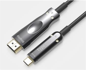 PremiumCord USB-C na HDMI optický kabel 10m rozlišení obrazu 4K*2K@60Hz Aluminium