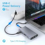 PremiumCord Převodník USB-C na HDMI+VGA+RJ45+2xUSB3.0+SD card +3,5mm+PD charge