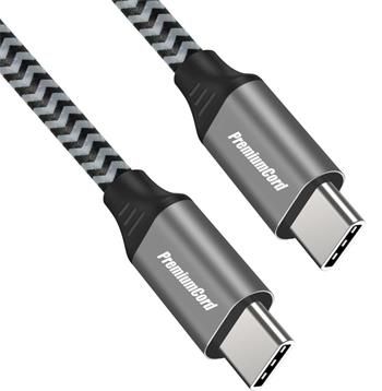 PremiumCord Kabel USB-C M/M, 100W 20V/5A 480Mbps bavlněný oplet, 1m