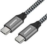 PremiumCord USB-C kabel ( USB 3.2 GEN 2x2, 3A, 60W, 20Gbit/s ) 0,5m, bavlněný oplet