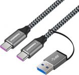 PremiumCord USB-C kabel ( USB 3.2 GEN 2x2, 5A, 100W, 20Gbit/s ) 2m, bavlněný oplet