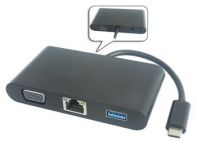 PremiumCord Převodník USB-C na VGA + Audio + USB3.0 + RJ45 + PD charge