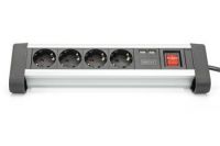 Zvětšit fotografii - DIGITUS Panel napájecí s možností uchycení na stůl, 4x250V, 2x USB, vypínač