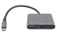 PremiumCord Adaptér USB-C na HDMI + USB3.0 + PD, rozlišení 4K a FULL HD 1080p