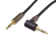 PremiumCord HQ stíněný kabel stereo Jack 3.5mm - Jack 3.5mm zahnutý 90°  3m