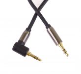 PremiumCord HQ stíněný kabel stereo Jack 3.5mm - Jack 3.5mm zahnutý 90° 5m