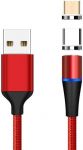 Zvětšit fotografii - PremiumCord Magnetický micro USB a USB-C nabíjecí a datový kabel 1m, červený